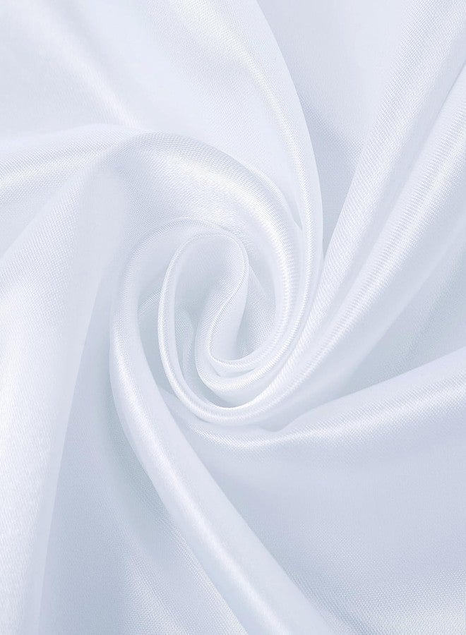 Dolebao 35 inches Womens Solid Color Large Satin Silk Feeling Formal Scarf Wrap Chiffon Square Neck Scarf Handkerchief - White - Image 4